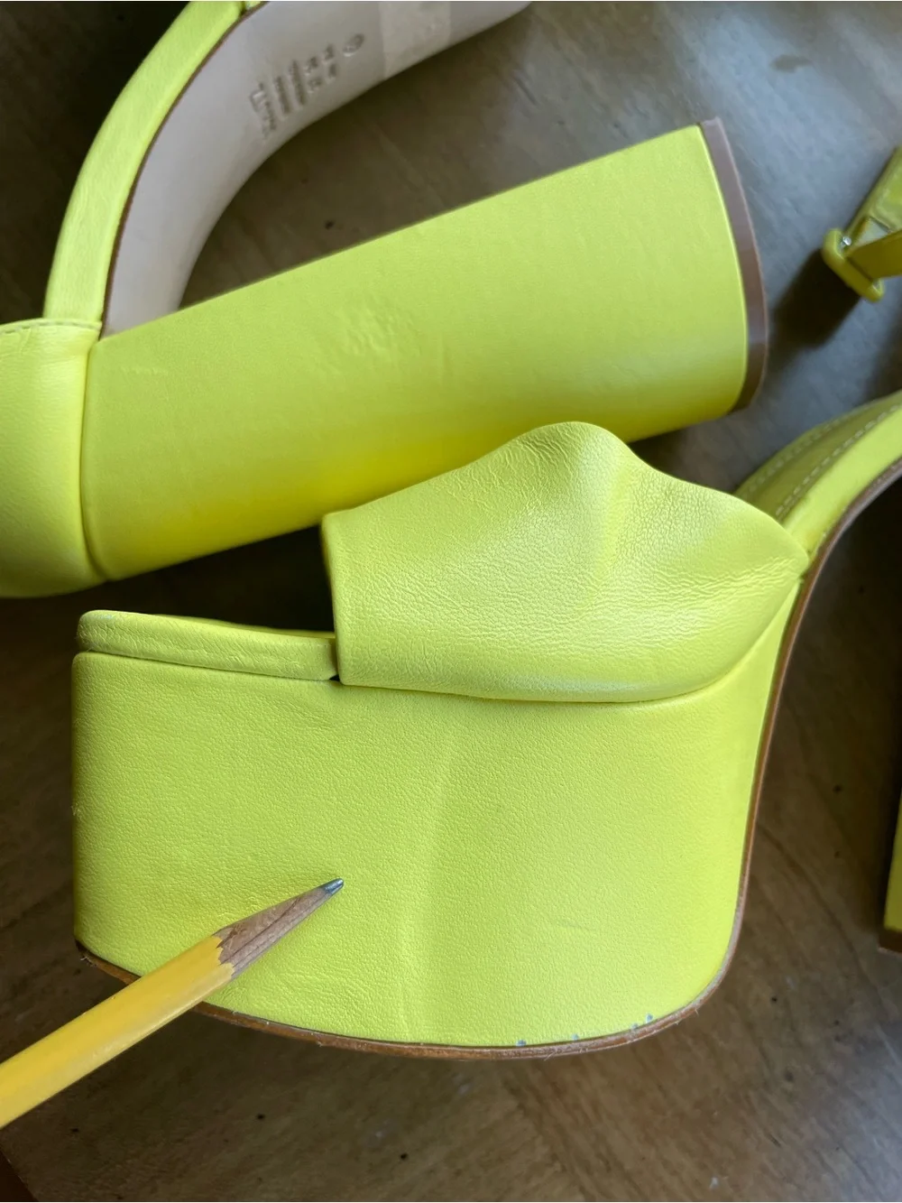 SCHUTZ Lenne Yellow Leather Platform Ankle-Strap Open Toe Heeled Sandals EU 39